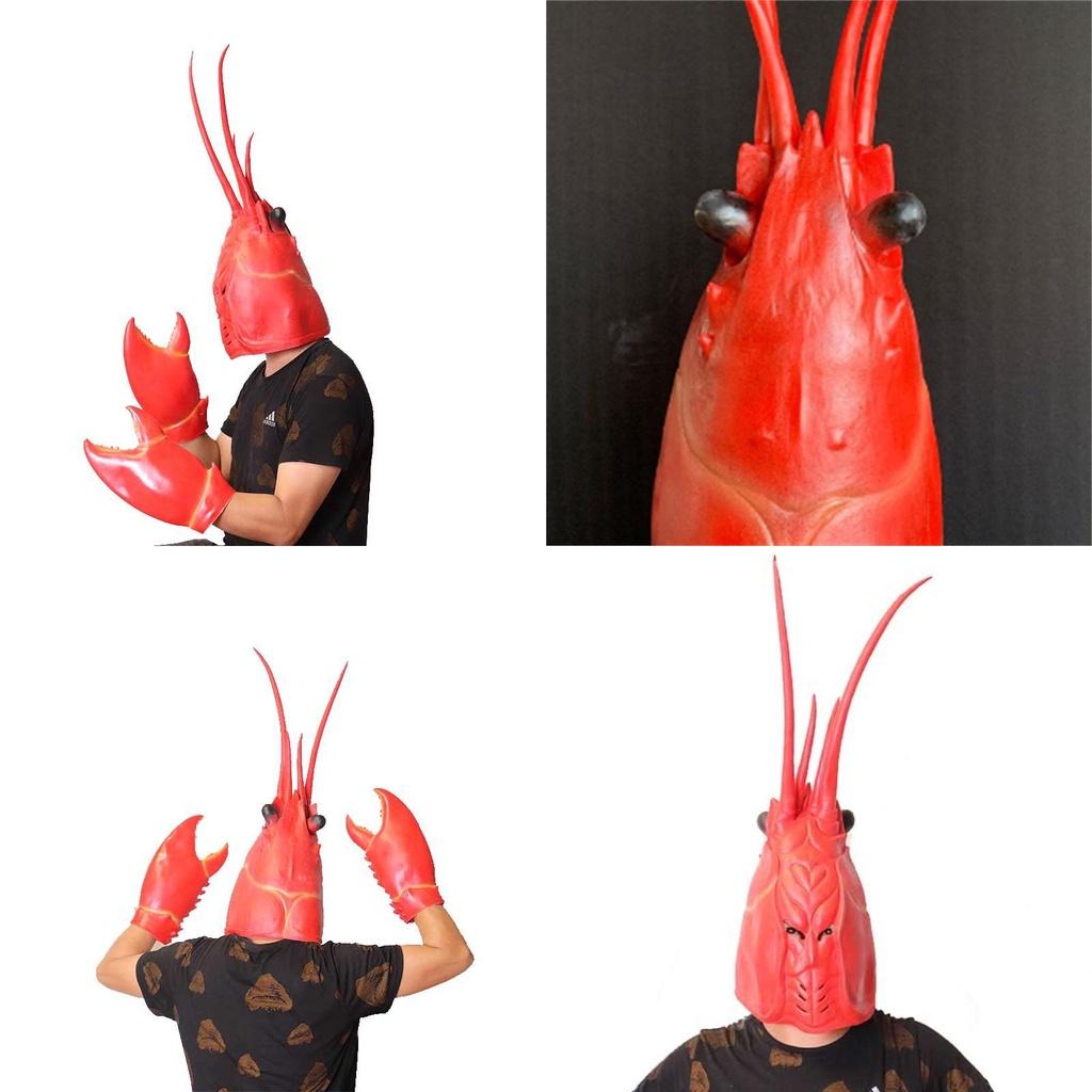 Dragon Lobster Head Mask Creative Latex Gloves For Stage Performance Festive Cosplay Accessories