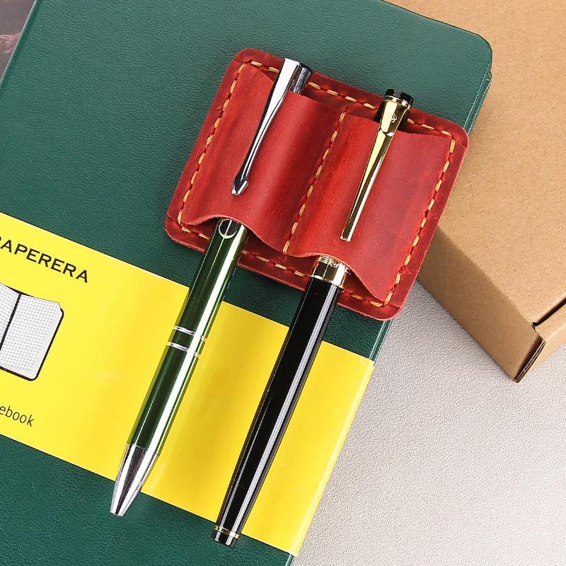 Retro Travel Pencil Holder with Durable Stainless Clip Lightweight Pen Storage Case for Journal Notebook Office Supply