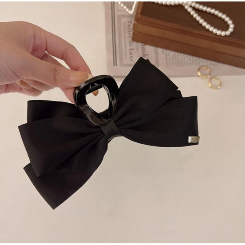 French Elegant Hair Clip Black Bow Claw Clip Hepburn Style Women Girl Back Of Head Tie Hairpin Fashion Hair Accessories