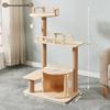 Solid Wood Multi-Layer Cat Climbing Frame with Space Capsule Bed and Shelf