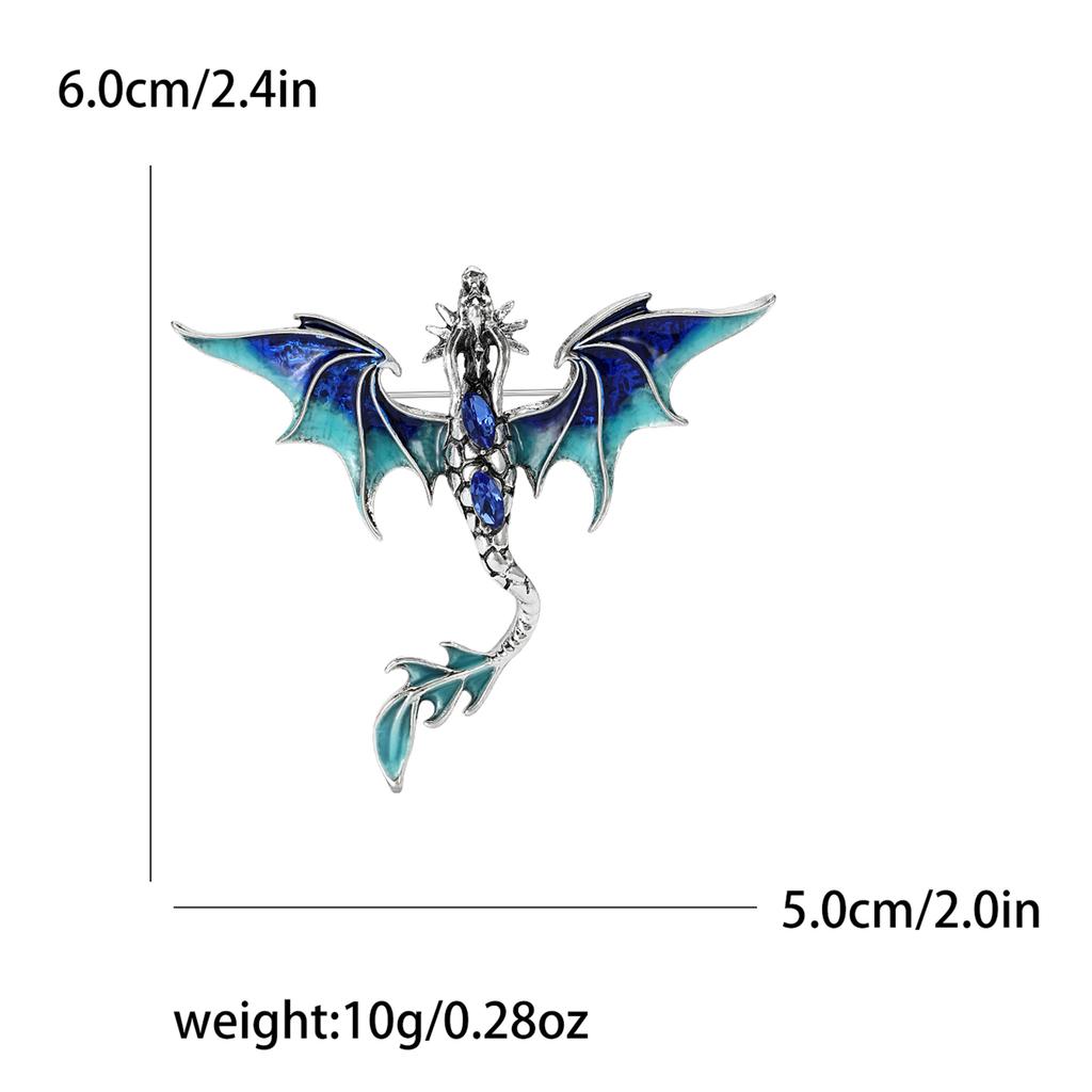 Enamel Dragon Pins for Women Rhinestone Flying Dragons Animal Brooch Banquet Party Backpack Gifts Jewelry Accessories