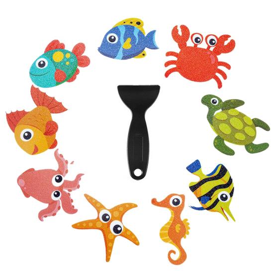 

1 комплект, наклейка для ванны, яркие цветные клейкие наклейки с цветочным и животным узором, противоскользящие наклейки для душа для ванной комнаты A