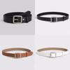 Solid Color Simple Womens Leather Look Belt With Geometric Design Metal Buckle