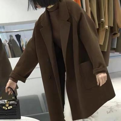 2025 Women's Mid-Length Double-Sided Wool Coat - Simple Fashion, Loose Fit, Korean Style