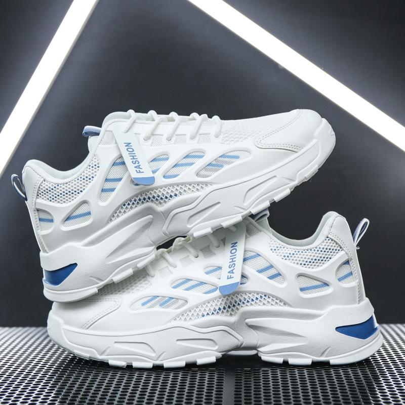 

Autumn men s shoes new breathable mesh sports shoes men s trend versatile platform white shoes casual dad trendy shoes 44