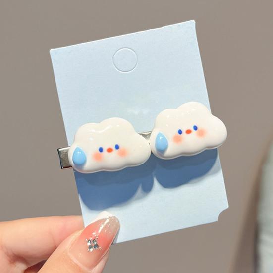 2 Stück Haarnadel Handbemalte Wolken-Ausdrücke mit Glitzersternen Harz-Haarklammern Kleinkind Mädchen Haar-Accessoire Foto-Requisite