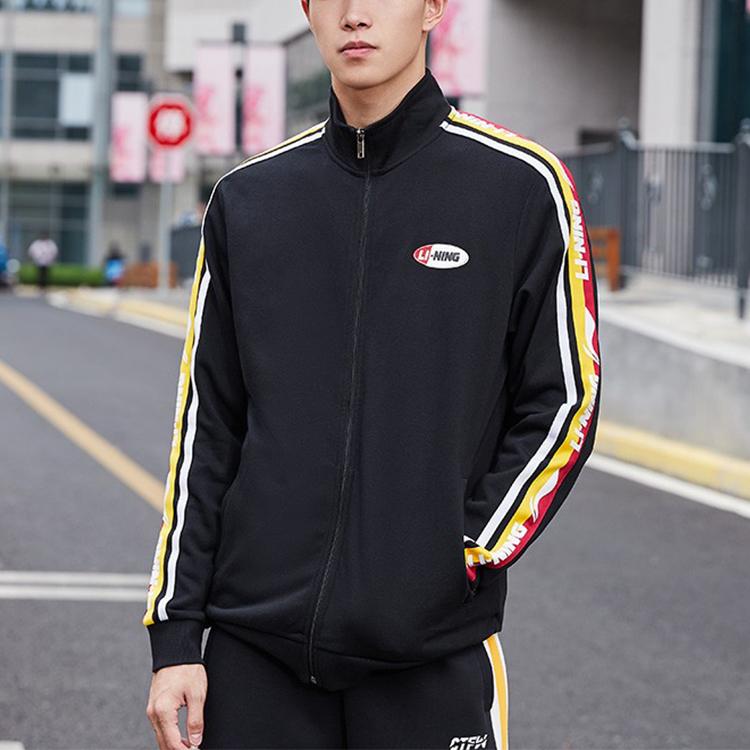 Li Ning Stand Collar Full Zip Casual Sports Jacket Unisex Jacket Standard-Black AWDQ368-12