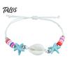 Lightweight Vacation Wrist Jewelry Summer Beach Bracelet, Bohemian Sea Shell Turtle Braided Handmade Woven Casual Daily Wear Accessory String