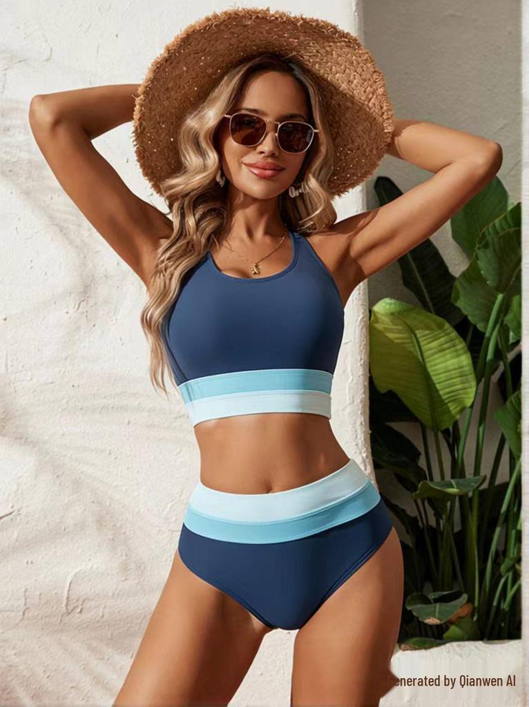 "Damen Großer Split Badeanzug - Europäischer & Amerikanischer Stil, Bedruckter Bikini mit Reißverschluss"