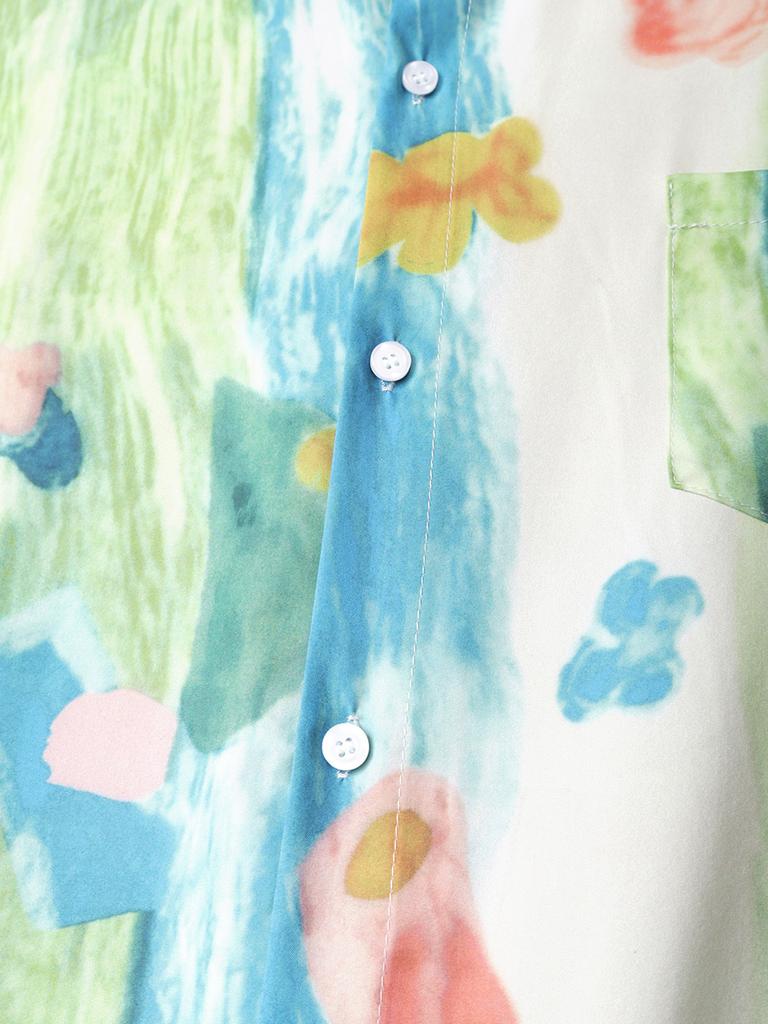 Oversized Loose Retro Oil Painting Print  Short Sleeve Hawaii Beach Summer Men Shirt Student Fashion Casual Mens Clothing