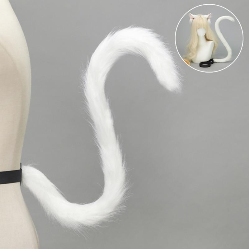 Cats Costume Accessories Cats Ear Headband Plush Tail Anime Cosplay Outfit for Women Masquerade Halloween Role Play