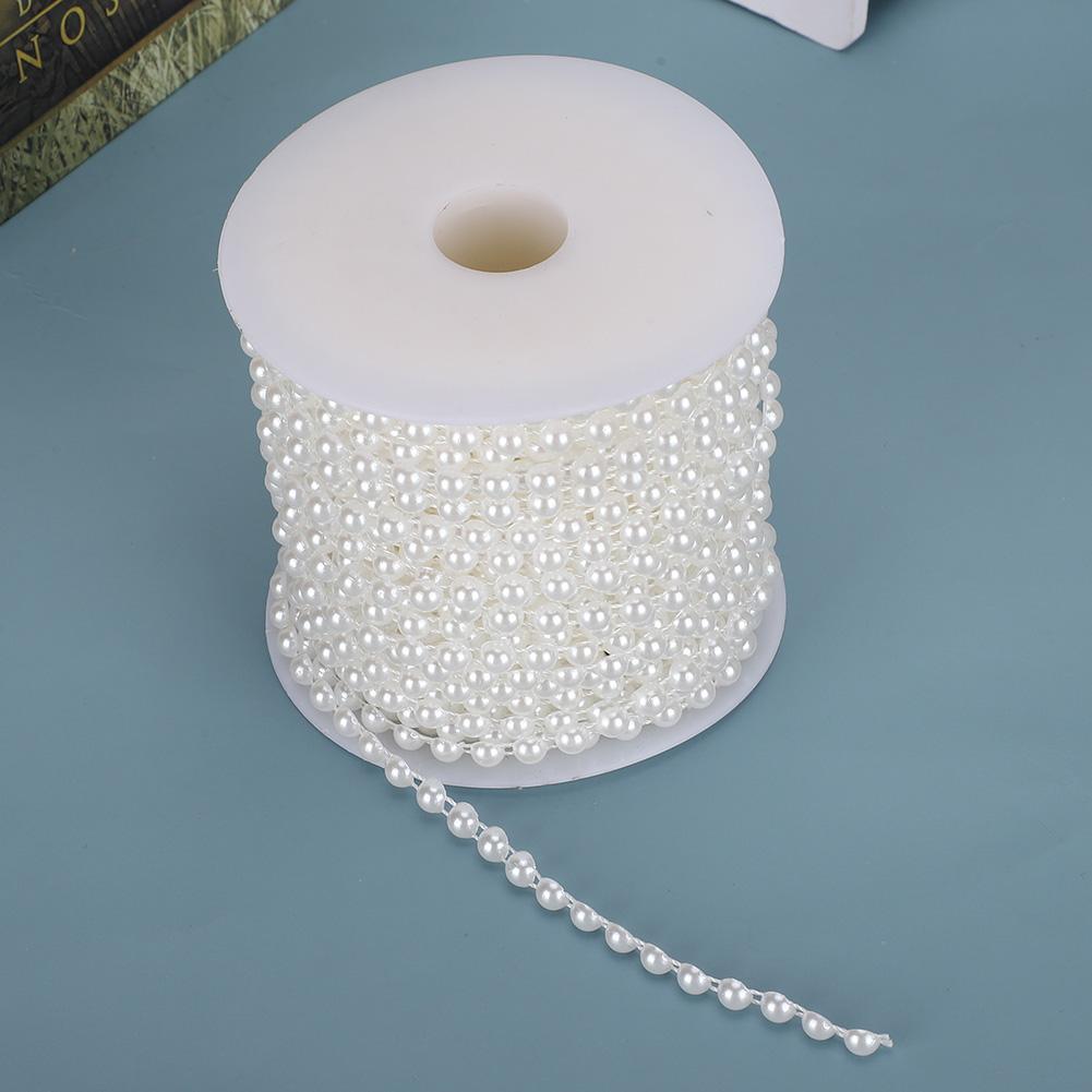 6mm 25m Faux Pearl Bead String Artificial DIY Decoration Accessories for Curtain EntranceWhite