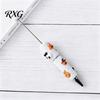 Pumpkin Shaped Ballpoint Pens Halloween Rhinestone Beadable Pen, DIY Sparkly Cat Ghost Plastic Beaded Spooky Stationery Glitter Black Ink Pen