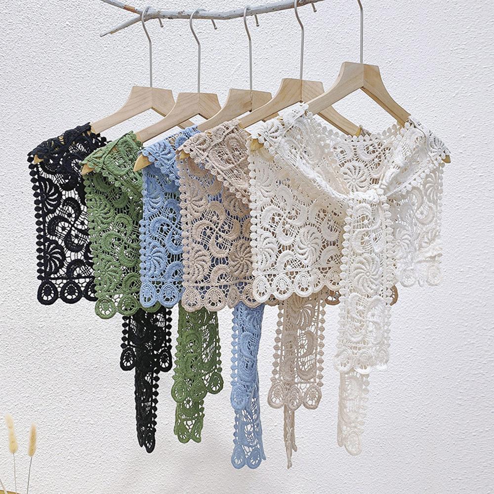 Lace Knitted Crochet Hollow Fake Collar Women Small Shawl Decorative Fake Collar Women Clothes Accessories Detachable Collar