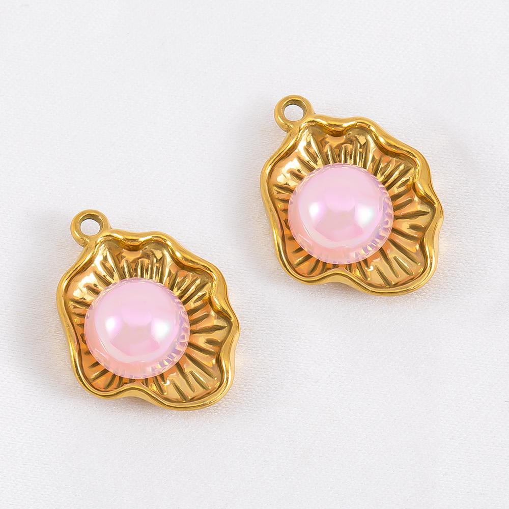 2pcs Stainless Steel Enamel Butterfly Pendants Crystal Bead Imitation Pearl Shell Heart Charm DIY Trendy Necklace Jewelry Making