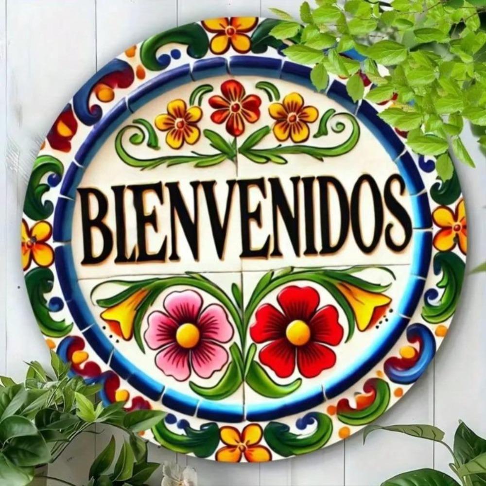 Kovová nástěnná dekorace ve španělském stylu Rustikální vintage cedule Dekorace do kuchyně, baru, na terasu Vítejte Závěsná plaketa do interiéru i exteriéru