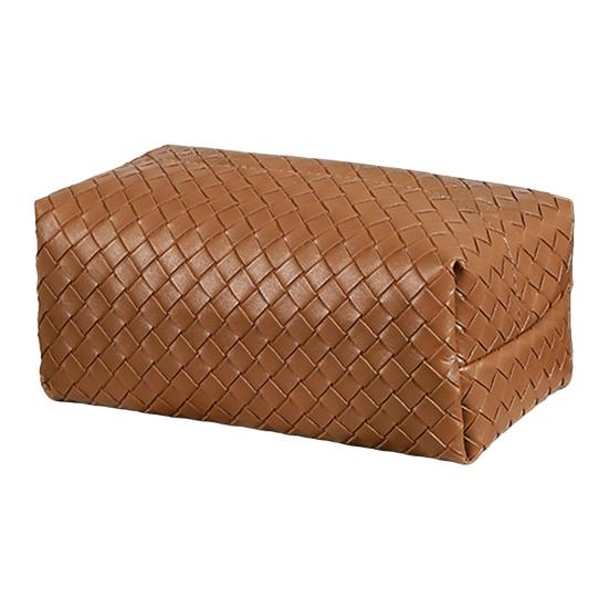 Yousheng PU Leather Tissue Box, with Smooth Paper Outlet Opening, Soft Rounded Weaving Surface Tissue Holder for Home
