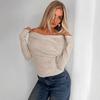 WG128 Autumn/Winter Off-Shoulder Long-Sleeve Solid Color Women's T-Shirt