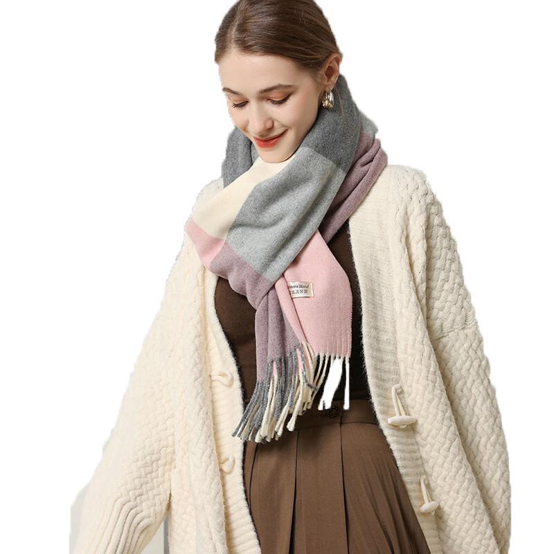 Liangsu Women s Autumn/Winter Plaid Wool Scarf