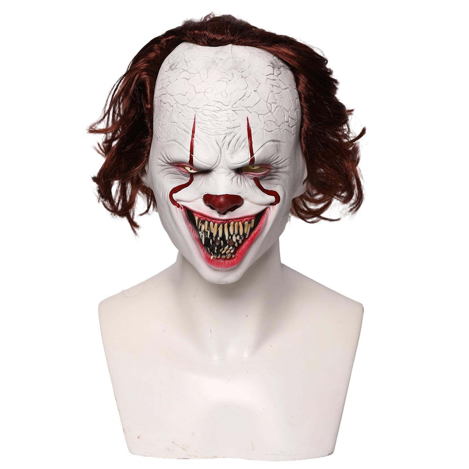 Evil Clown Latex Mask with Blood Mouth and Wig
