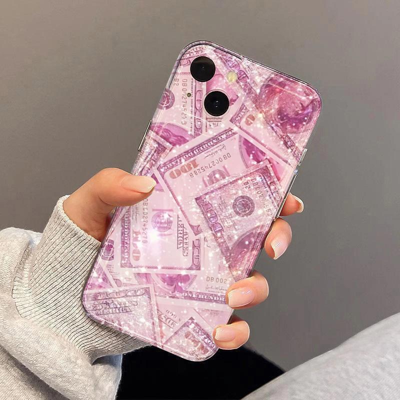 Girly Sparkly Dollar Transparent Phone Case For iPhone 16E 16 15 14 13 12 11 Pro Max Mini X XS XR 7 8 Plus SE2 Shockproof Cover