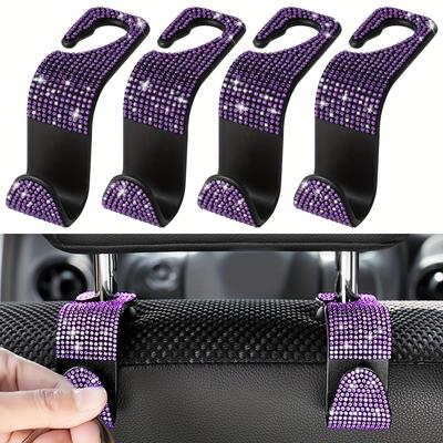 4Pcs Car Diamond Hook Seat Backrest Hook Decoration Car Seat Back Back Multi-function Invisible Car Hook