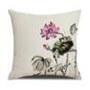 Chinese Style Series Ink Flower and Grass Print Pillow Linen Print New Chinese Style Home Sofa Pillow Living Room Bedroom