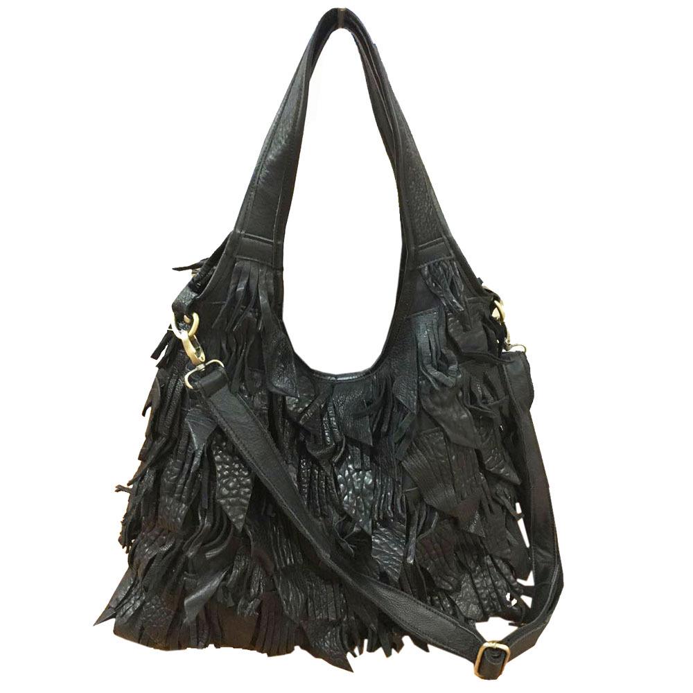 Women's European & American Genuine Leather Tassel Patchwork Tote Crossbody Bag - Colorful, Fashionable & Versatile