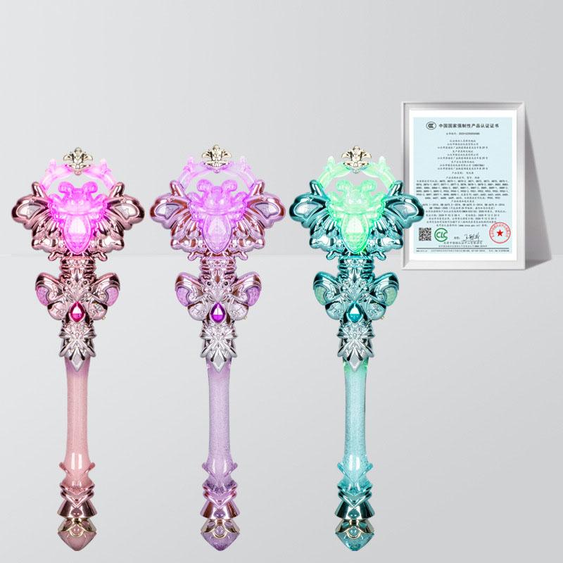 Transparent Crystal Butterfly Magic Wand Toys with Light Music Girls Play House Birthday Gift Cute Princess Luminous Magic Wand