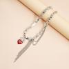 Creative Gothic Styles Necklace with Asymmetrical Heart Designs Craft from Alloy Ensuring Shine and Elegant