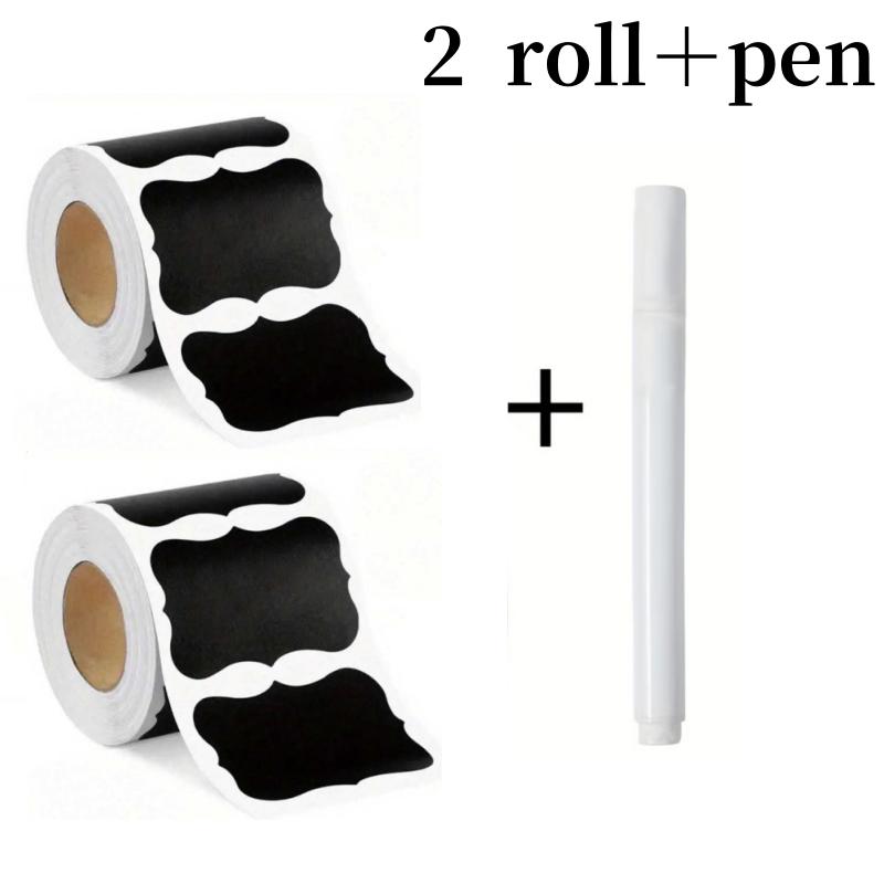 120Pcs/Roll Removable Blackboard Stickers With Erasable Pen Waterproof Chalkboard Labels Home Kitchen Spice Jars Bottles Tags