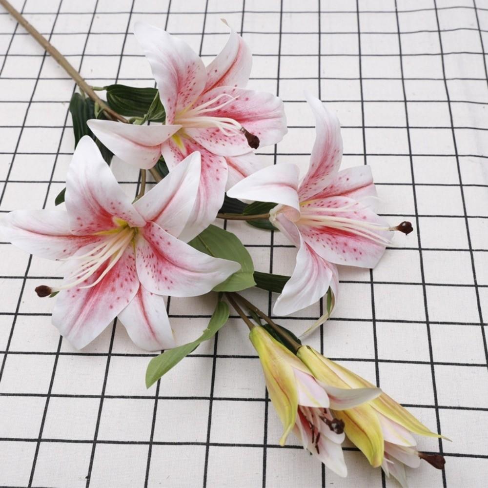 Echte Berührung Simulation Lilium Brownii Blume 5 Köpfe Künstliche Blumen Outdoor Gartendekoration