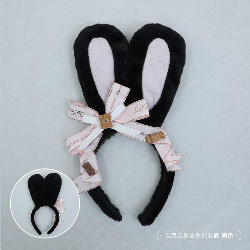 Japanese cute plush rabbit hair accessories lolita girl comic show headgear yk bow simulation rabbit ear headband