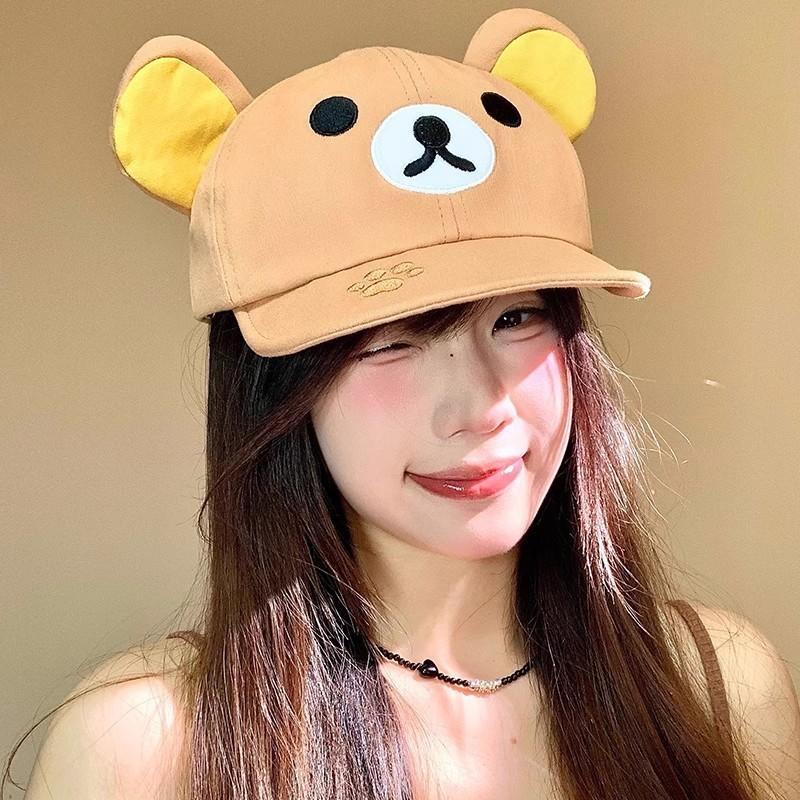 Cotton Cartoon Bear Unisex Baseball Cap With Embroidery For Summer Outdoor Activities