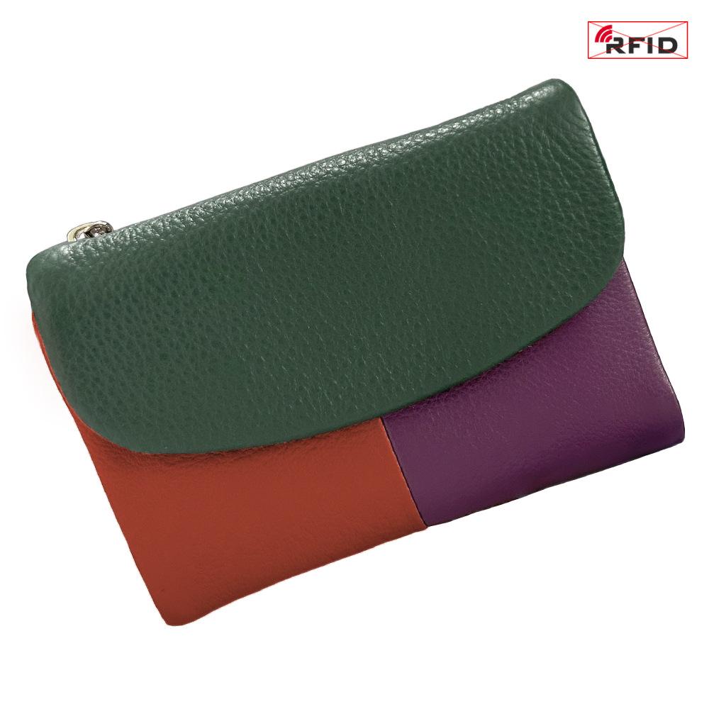 Damen-Clutch aus echtem Leder mit RFID-Schutz: Kurzes Mode-Portemonnaie mit großer Kapazität