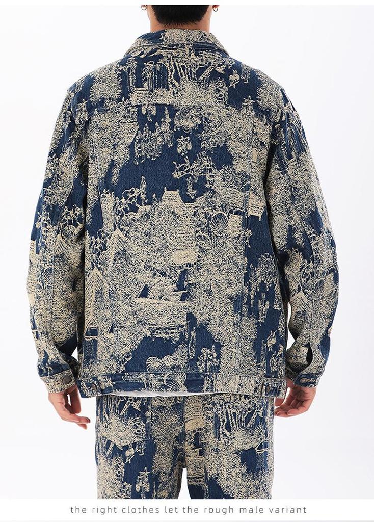 2025 Spring & Autumn Unisex High-End Jacquard Denim Jackets - American High Street Style