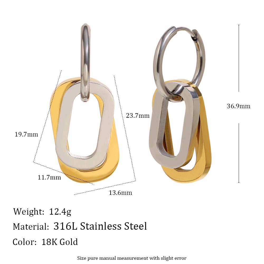 

MamacitaSlay 316L Stainless Steel Two Tone Star Oval Round Hoop Earrings Party Waterproof Jewelry Women s Unique Cool Earrings