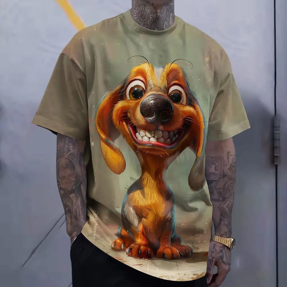 Short Sleeve Cartoon Print T-Shirt Casual Weekend Wear Crew Neck Men and Teens Vacation Resorts Spring/Summer/Fall