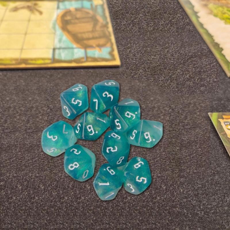 10 Stück Glitzernde Bunte 10-seitige Acryl-Würfel Rollenspiel Tischspiel Würfel Polyedrische Würfel für Tischspielspieler