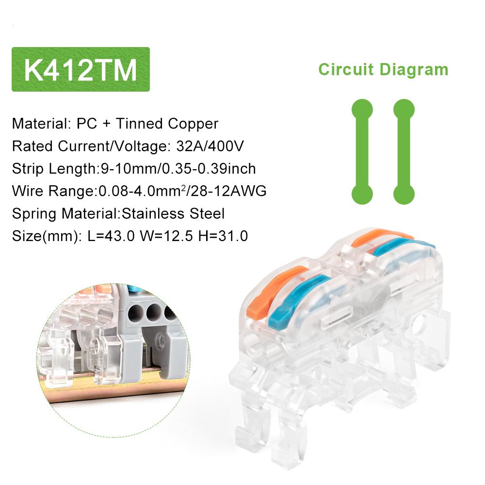 Din Rail Wire Connector  Fast Universal Compact Electric Cable LED Light Lamp Conector Wiring Conductor Terminal Block 2/3pin