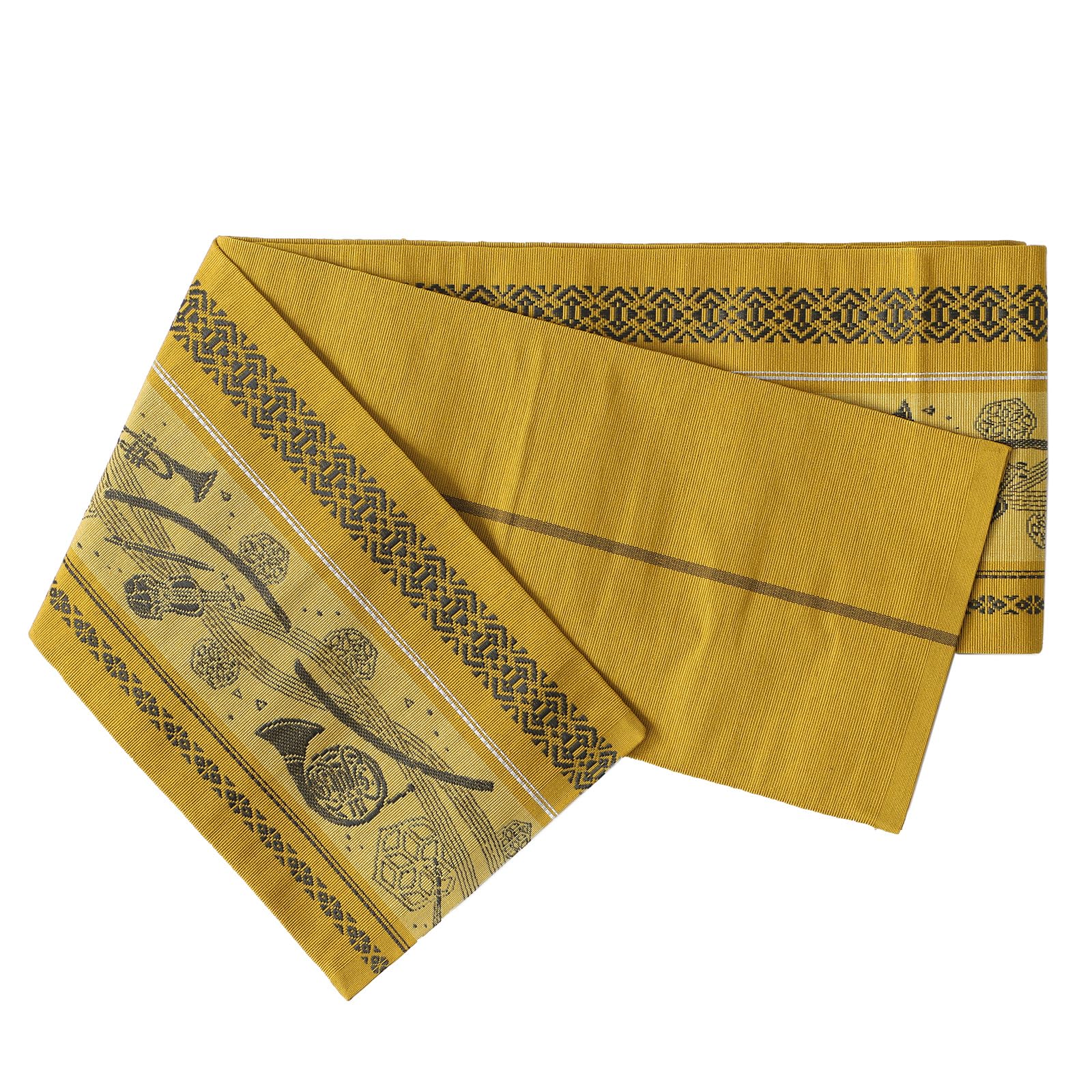 

[TAYU-TAFU] Hakata-ori Half-width Obi, Pure Silk, Small Bag Obi, Chikuzen Kenjo, Kimono, Yukata, All Year Round (Sextet Melody, Tortoiseshell Color)