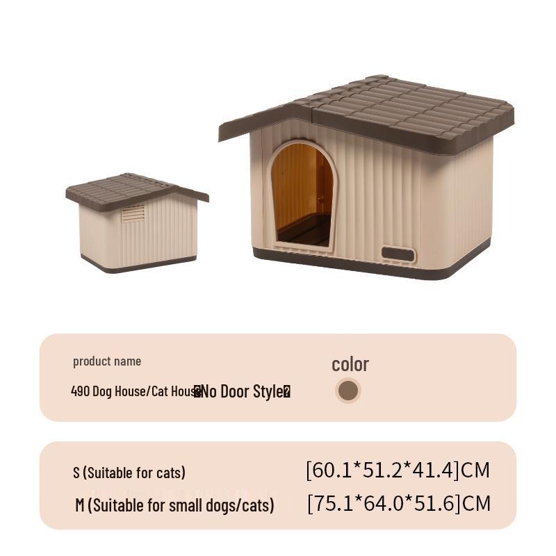 Rainproof Insulated Semi-Enclosed Small Dog House for Indoor/Outdoor Use