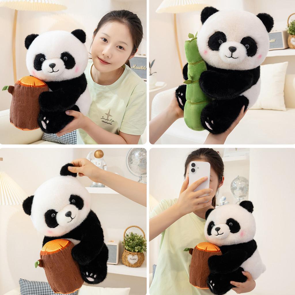 Cute Holding Panda Bamboo And Stump Plush Toy For Birthdays Collectors And