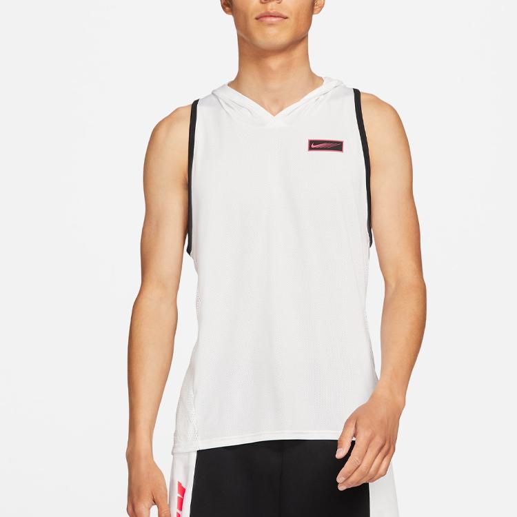 Nike Sport Clash Logo Print Hooded Loose Tank Top Men Tops White CZ1506-100