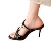 Summer new bow versatile one-word strap fashion pointed sandals women's stiletto high heels