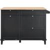 VEVOR Kitchen Island Cart, 50" Wood Top Breakfast Bar with Trash Cabinet Tilt Out 10 Gallon Storage