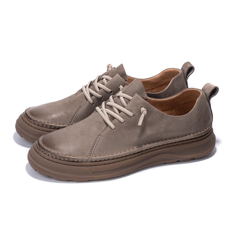 Men's Shoes Spring and Summer Cowhide Retro Low-top Leather Shoes Men's Soft-soled Breathable Leather Casual Men's Shoes