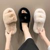 Fashion Platform Flat Plush Slippers for Women 2025 Autumn and Winter New Korean Version Flat Bottom Thermal