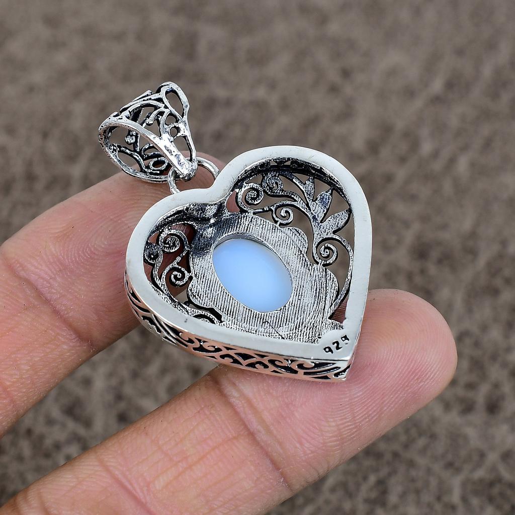 Milky Opal Gemstone Handmade 925 Sterling Silver Jewelry Pendant 1.77" KKG-10