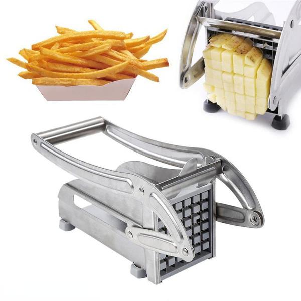Manuelle Kartoffelschneidemaschine aus Edelstahl, Reibe, Pommes-Frites-Schneider, Kartoffelchips-Maker, Fleischwolf, Schneidemaschine, Küchenwerkzeuge